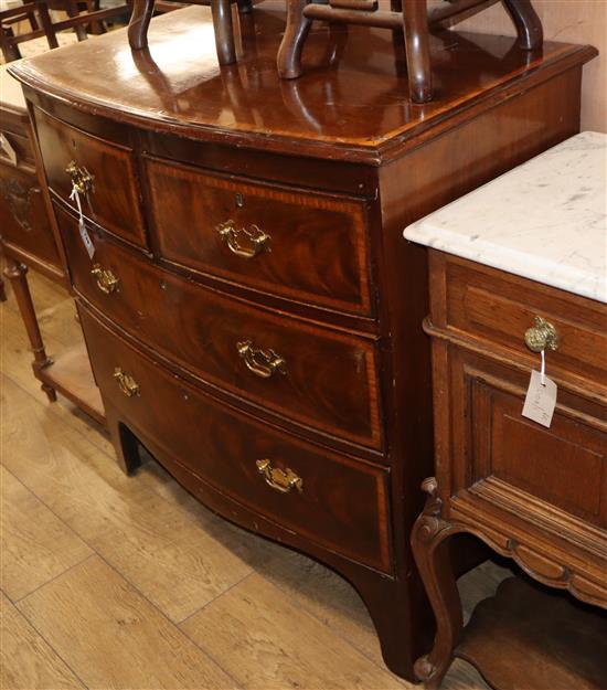 An early 19th century banded mahogany bowfront chest of drawers W.91cm